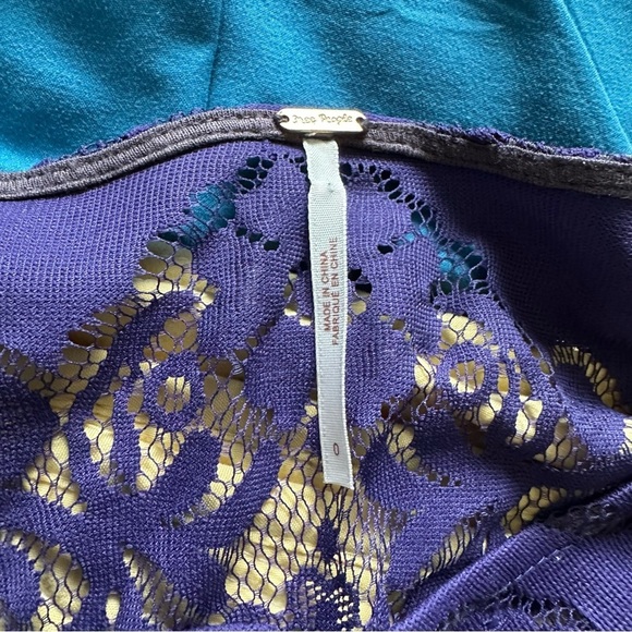 Free People Dress Purple Lace Fairy Bell Sleeve Empire Waist Full Skirt Size 0 - Picture 13 of 13